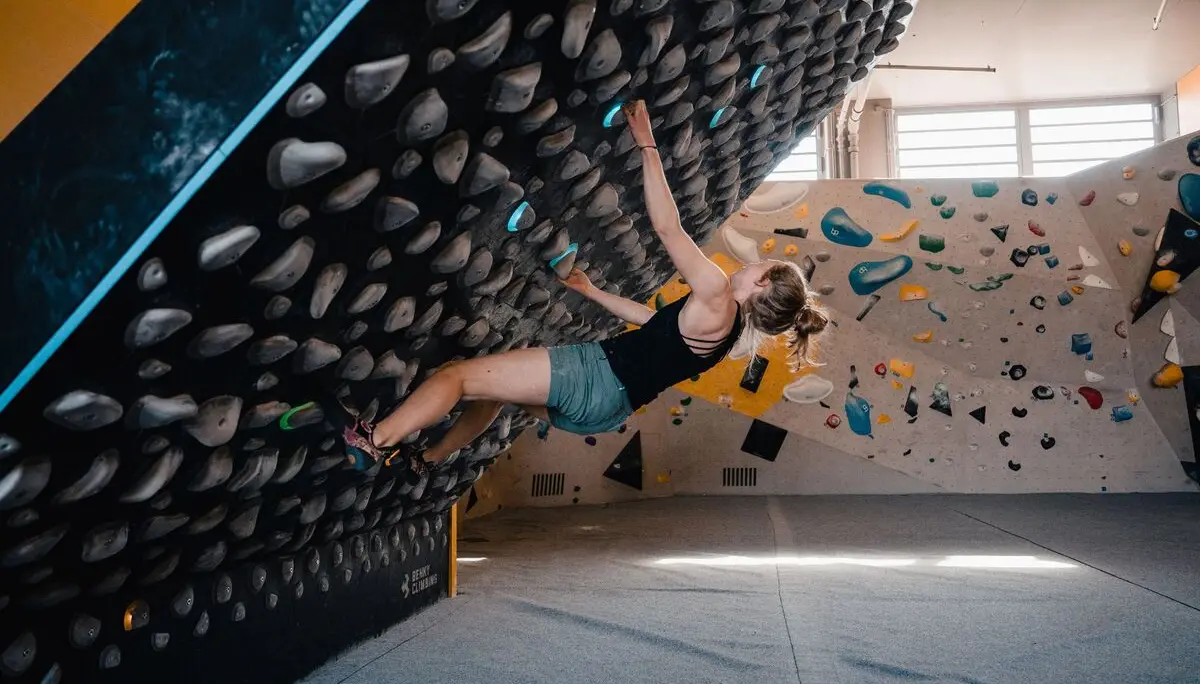 Ein Frau an einem Kilterboeard | © DAV / Marisa Koch